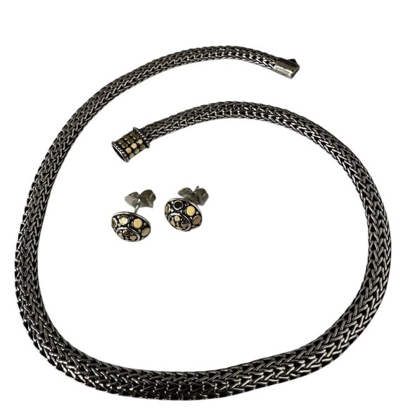 18k and sterling silver ED HARDY necklace and earring set - Picture 1 of 6